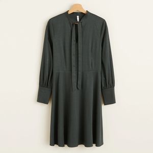 MNG Mango Dark Green US Size 8 Satin Dress